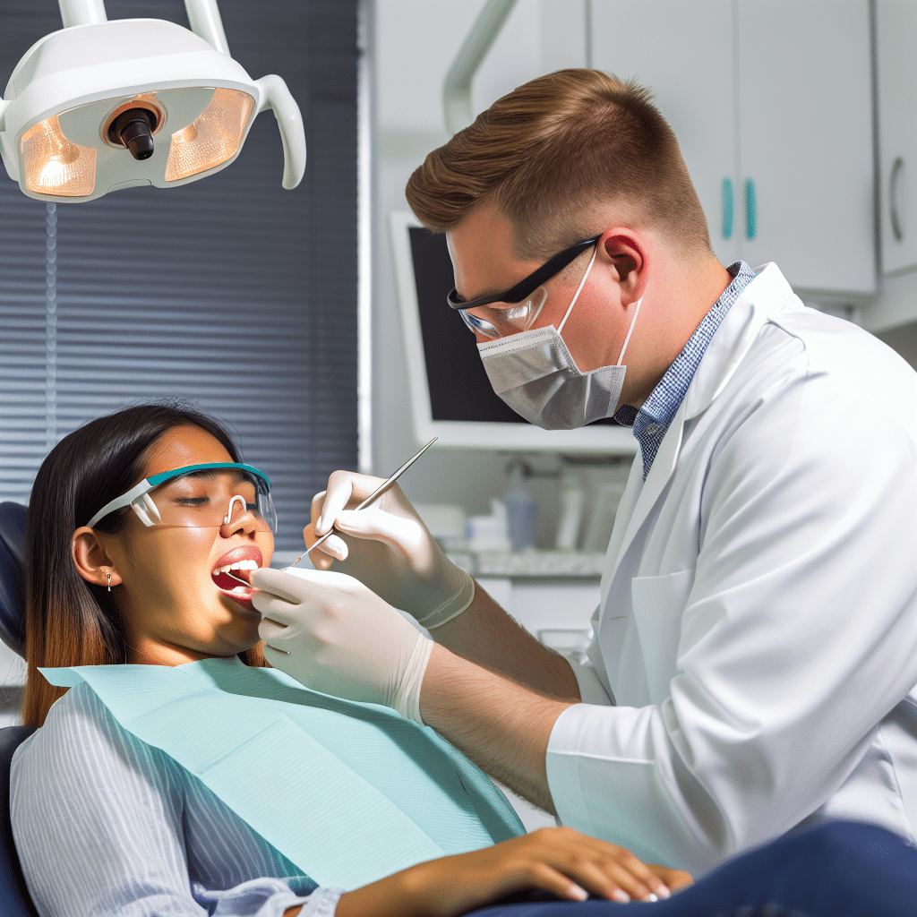periodontolog przeprowadza badanie dziseł Kraków