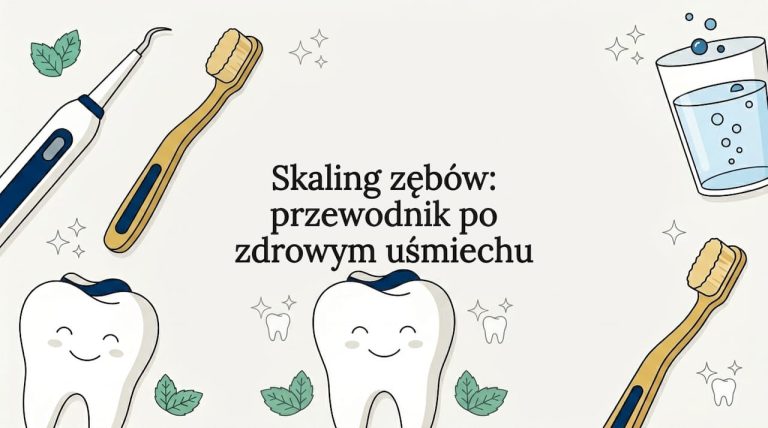Nowoczesna grafika wektorowa o tematyce stomatologicznej stanowiąca ozdobną ramkę wokół tytułu