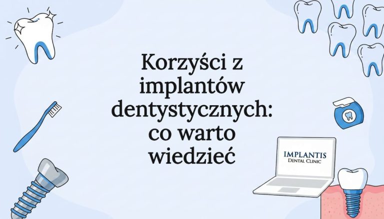 Ilustracja ozdobnej planszy tytułowej poświęconej implantom stomatologicznym